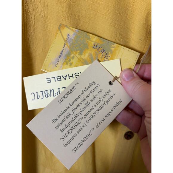 Island Republic men’s silk shirt button up tropical palm tree lightweight travel - Picture 7 of 9